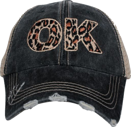 Oklahoma Embroidered Leopard Hat
