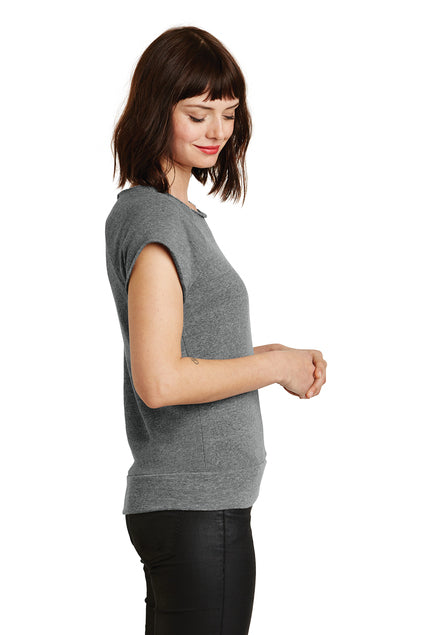 Raw Edge Short Sleeve Raglan Sweatshirt (Eco Gray)