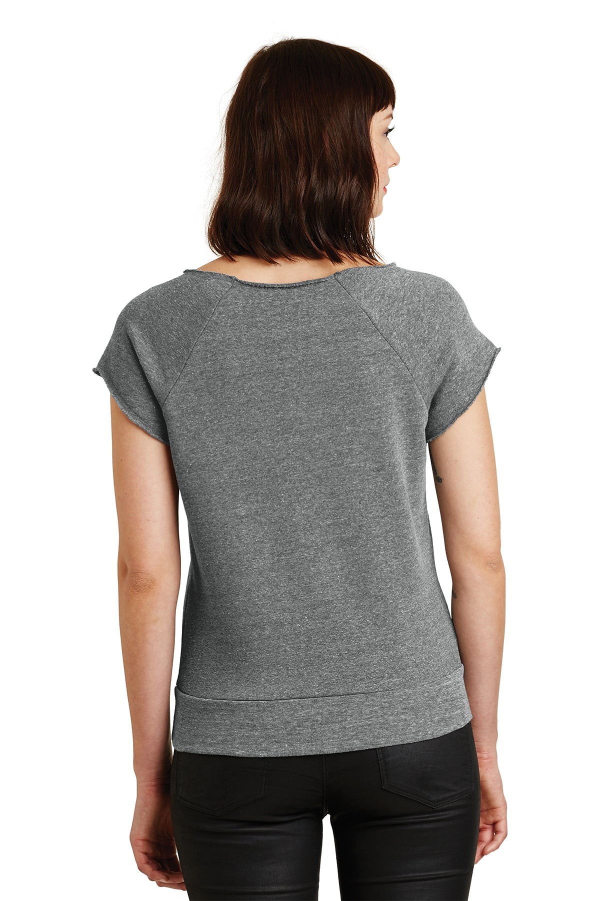 Raw Edge Short Sleeve Raglan Sweatshirt (Eco Gray)
