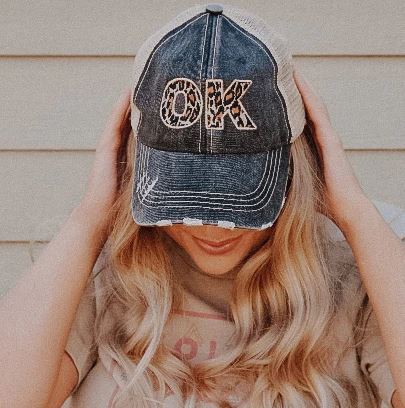 Oklahoma Embroidered Leopard Hat