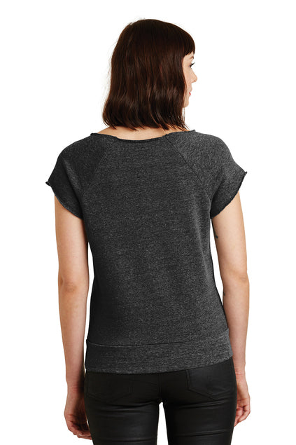 Raw Edge Short Sleeve Raglan Sweatshirt (Eco BLACK) - SIZE LARGE