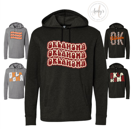 "French Terry" or Fleece Hoodie - Black or Gray