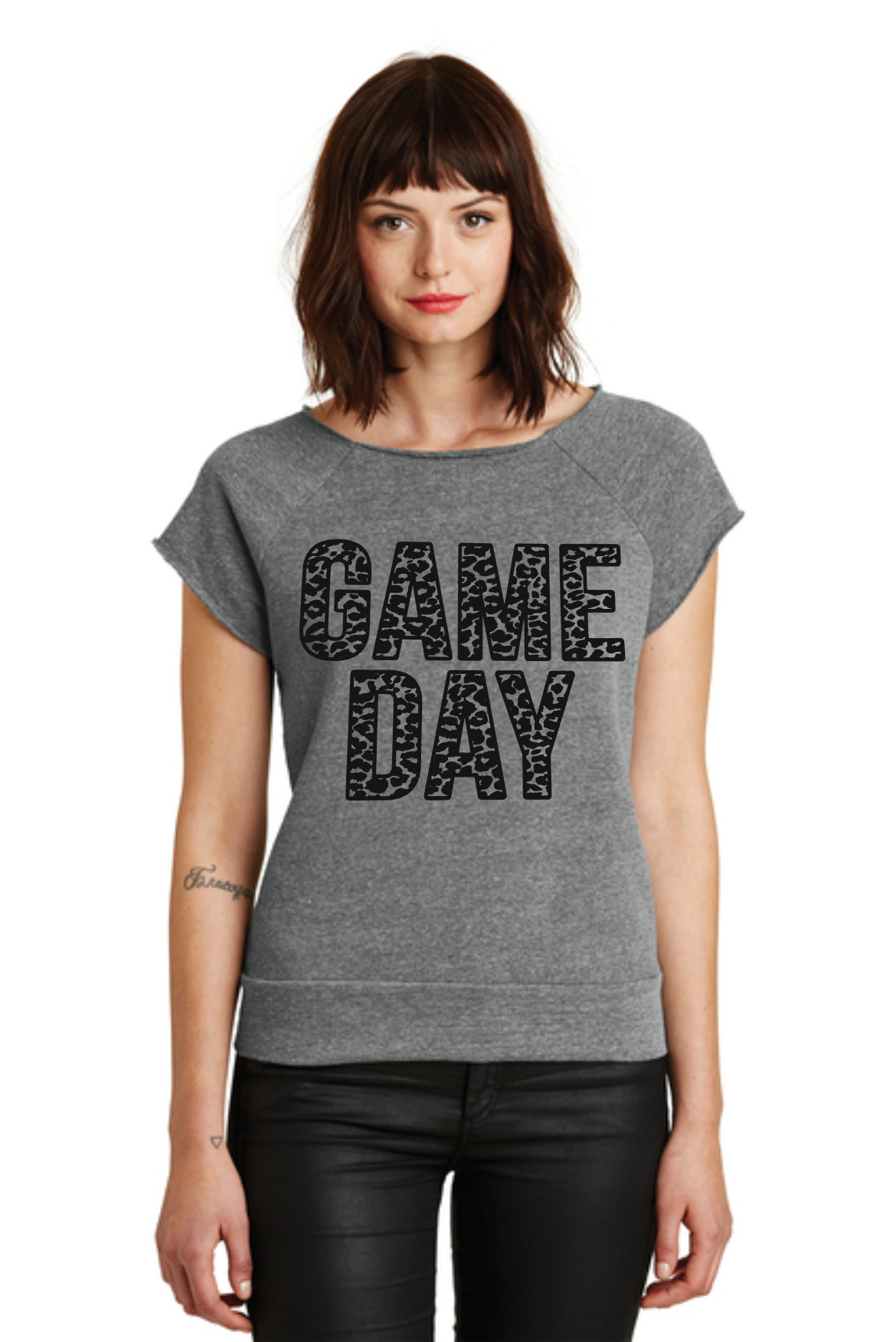 Raw Edge Short Sleeve Raglan Sweatshirt (Eco Gray)