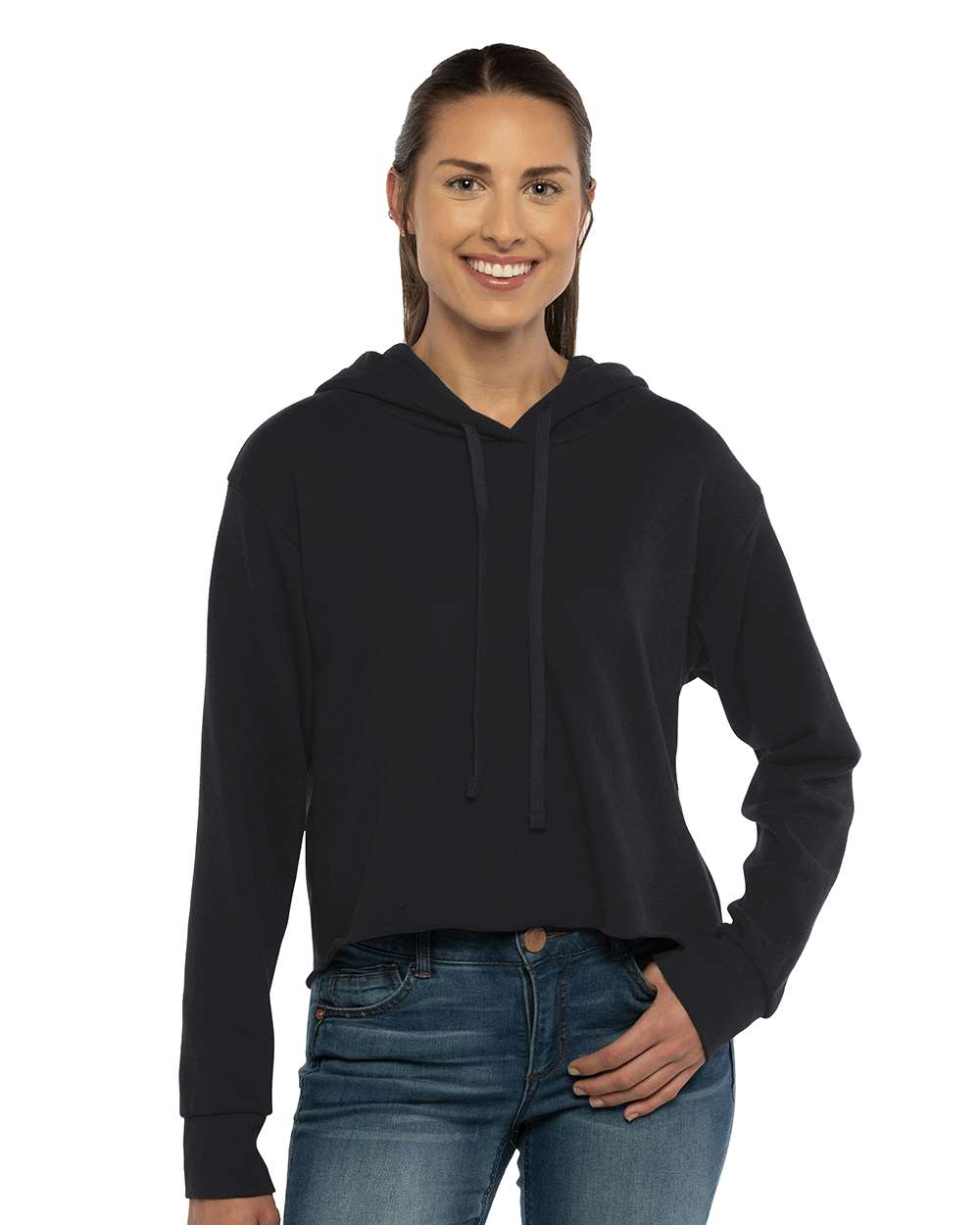 Black French Terry CROP Hoodie
