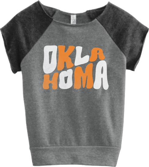 Raw Edge Short Sleeve Raglan Sweatshirt (Gray/Black)