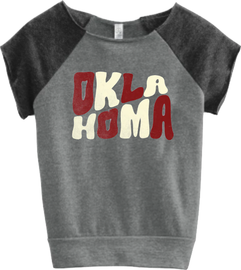 Raw Edge Short Sleeve Raglan Sweatshirt (Gray/Black)