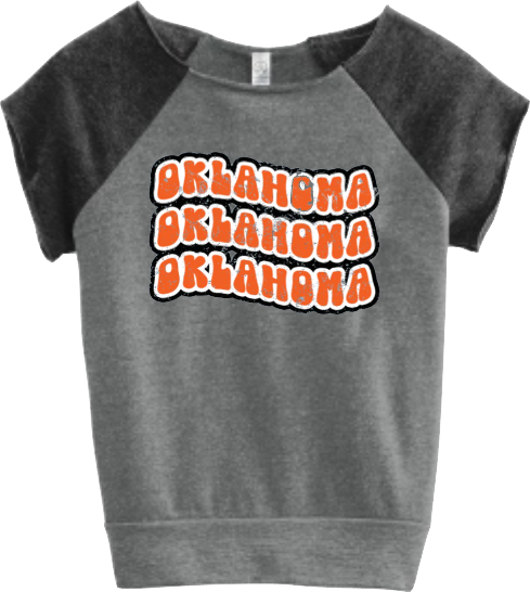 Raw Edge Short Sleeve Raglan Sweatshirt (Gray/Black)