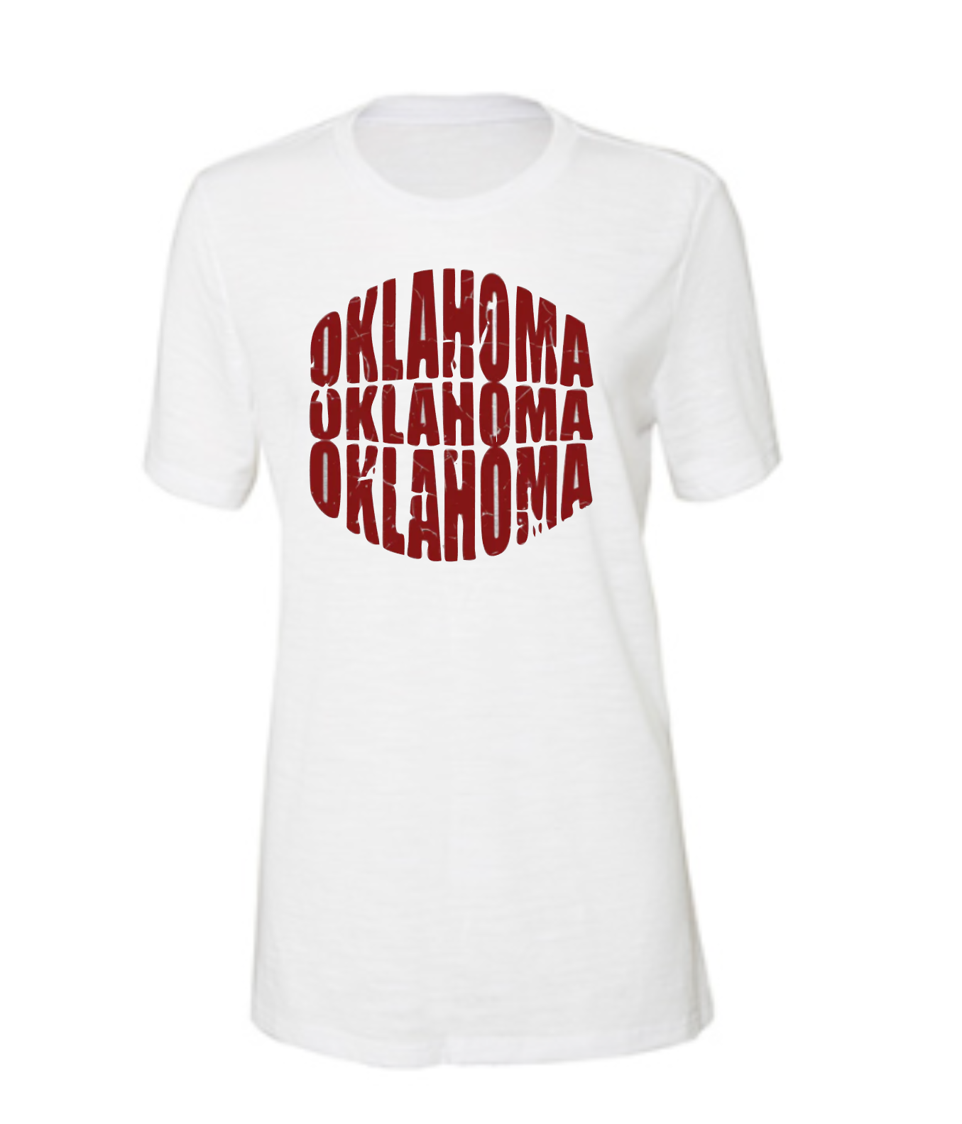 White RELAXED Slub Tee ~ OK Crimson